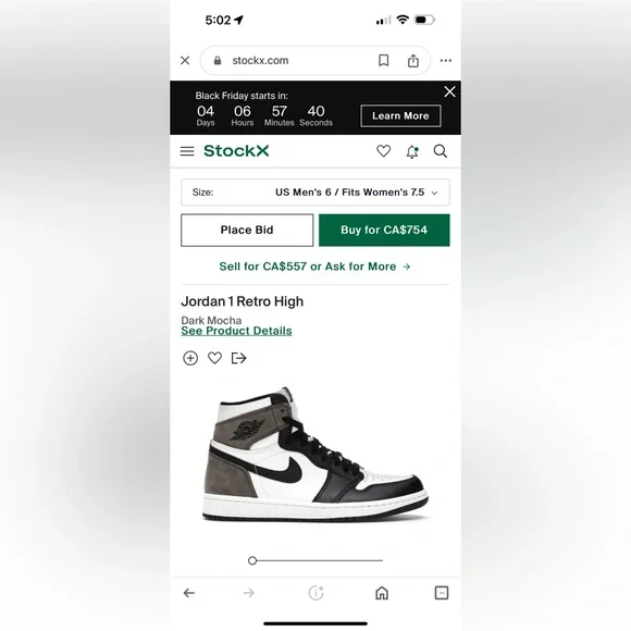 Women’s Jordan 1 Retro High Dark Mocha - Picture 9 of 10